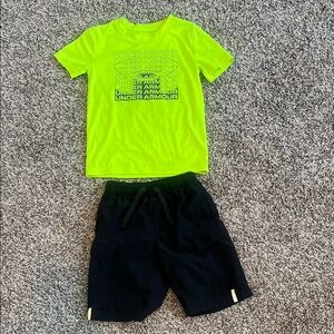 Under Armour Neon Yellow & Black Kids Matching Set